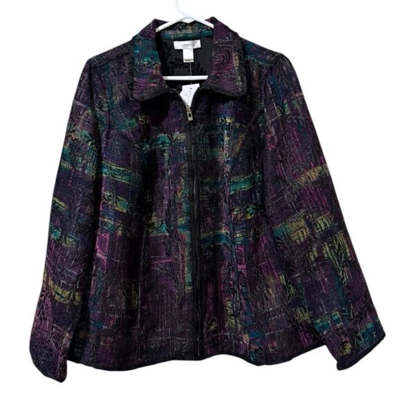 CJ Banks Christopher Banks Purple Zip Blazer Jacket 1X Tapestry Reversible NWT - Picture 1 of 14